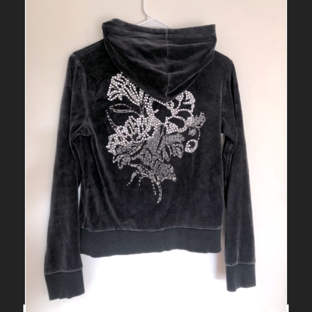Express Velour Rhinestone Hoodie